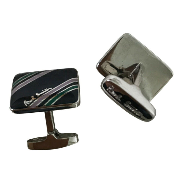 Paul Smith Cufflinks Blue with Pink Green bar stripe