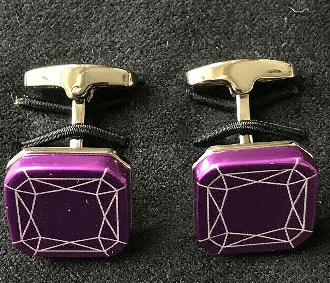 Paul Smith Cufflinks  Purple  Foil  Patterned  Cufflinks