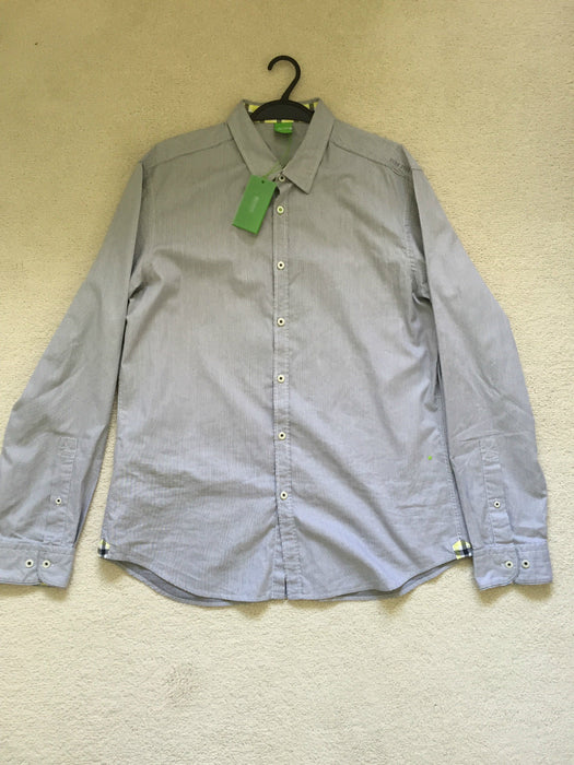 Hugo BOSS GREEN - Casual Shirt - Blue with stripe SLIM FIT  - Size XL