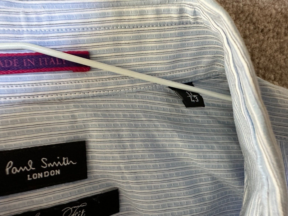 Paul Smith Formal LS Classic blue stripe Shirt- Size 17 / 43 - p2p 22 - RRP £225