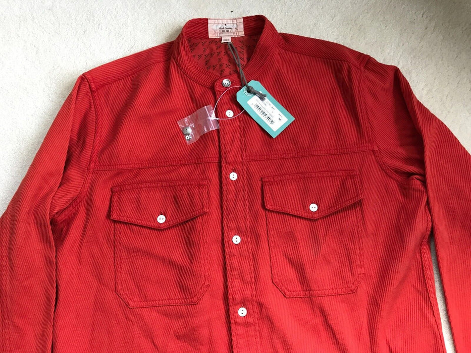 Paul Smith Shirt RED EAR Grandad Collar Red Long Sleeve Shirt