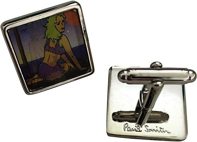 Paul Smith Retro White Palladium Cufflinks Naked Lady Desert Island Lenticular