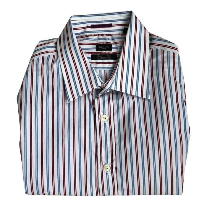 Paul Smith shirt LONDON LS blue red stripe Shirt 15.5 / 39 Classic fit  p2p 20