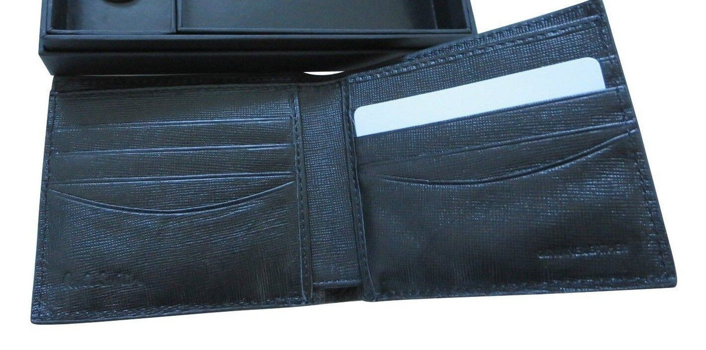 Paul Smith Wallet  Black Leather 8 Credit Card Billfold