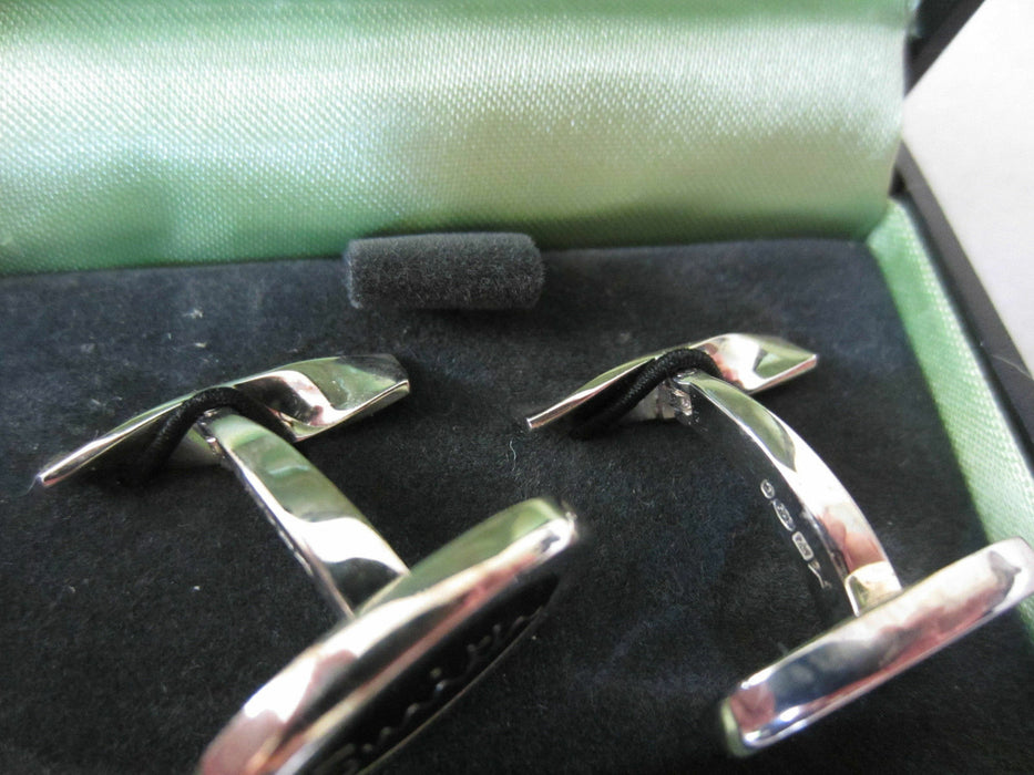 Paul Smith Cufflinks Sterling Silver "Smith" with black embellishment insert