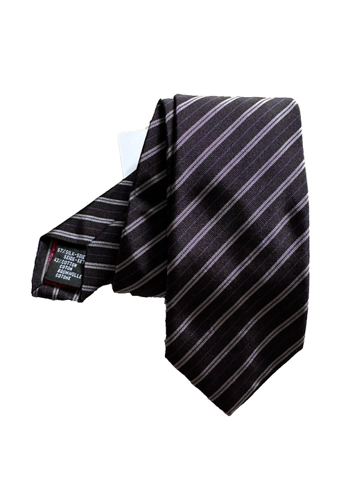 Paul Smith Silk Tie charcoal with Grey and Blue stripe Narrow 6cm Width