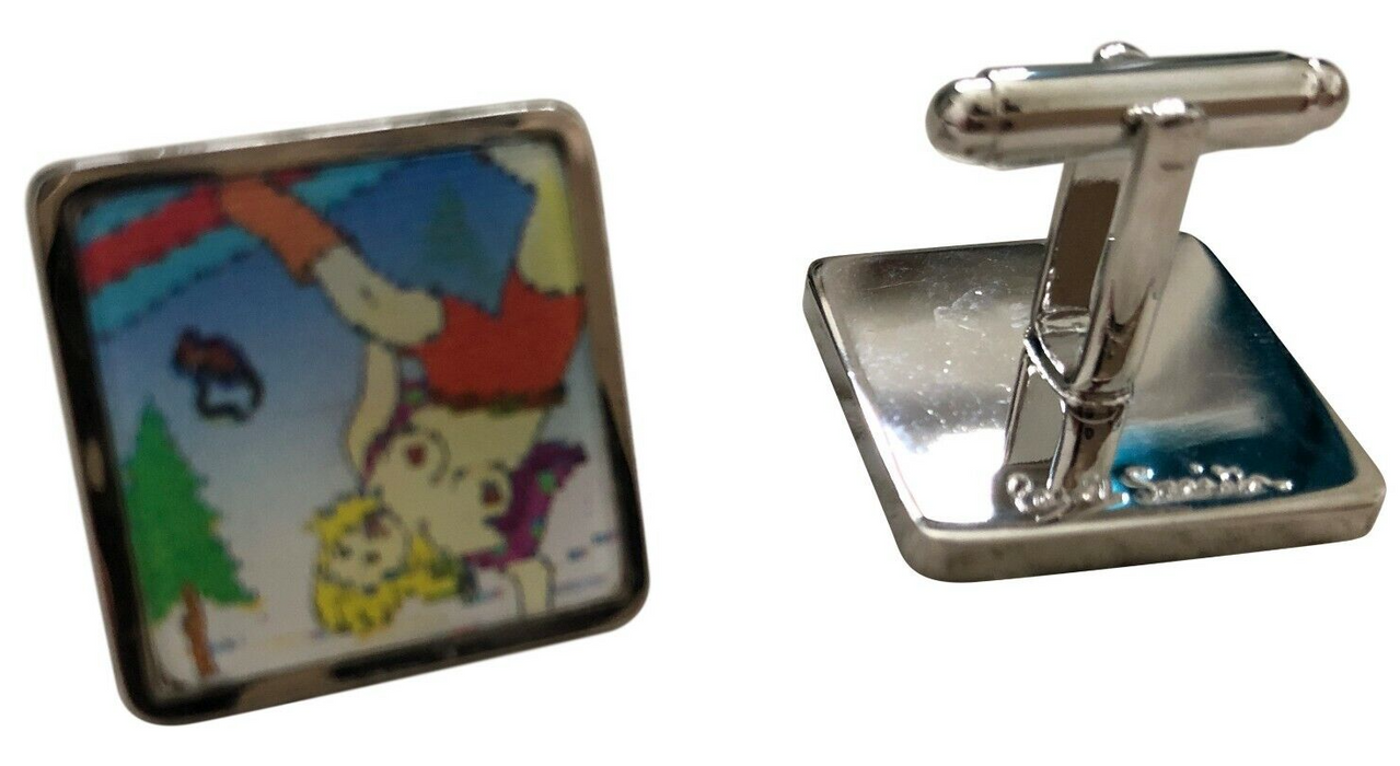 Paul Smith  Cufflinks "NAKED LADY SKI"  RETRO  HOLOGRAM LENTICULAR