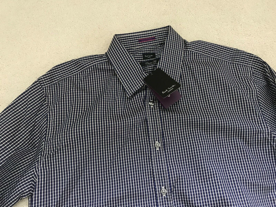 Paul Smith Shirt LONDON LS blue check Size 16.5 / 42 Classic fit  p2p 22.5"