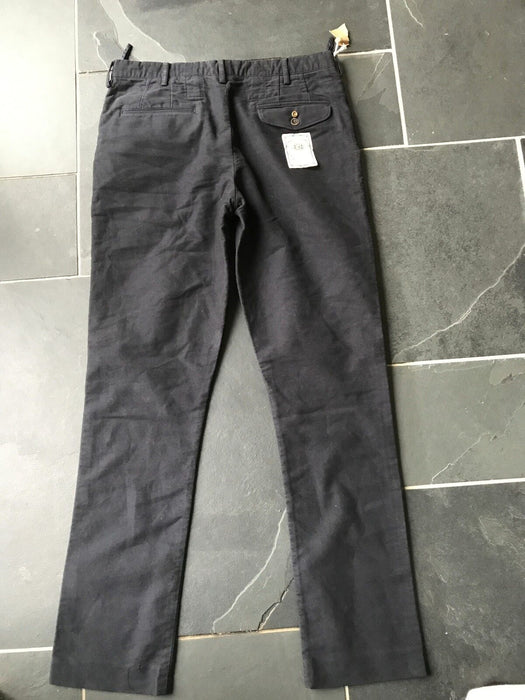 Paul Smith Trousers RED EAR Navy Slim Fit Trousers Brown Buttons 32 L