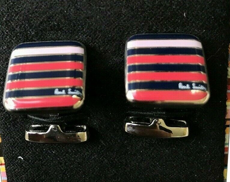 Paul Smith Cufflinks Red  blue pink horizontal stripe Cufflinks