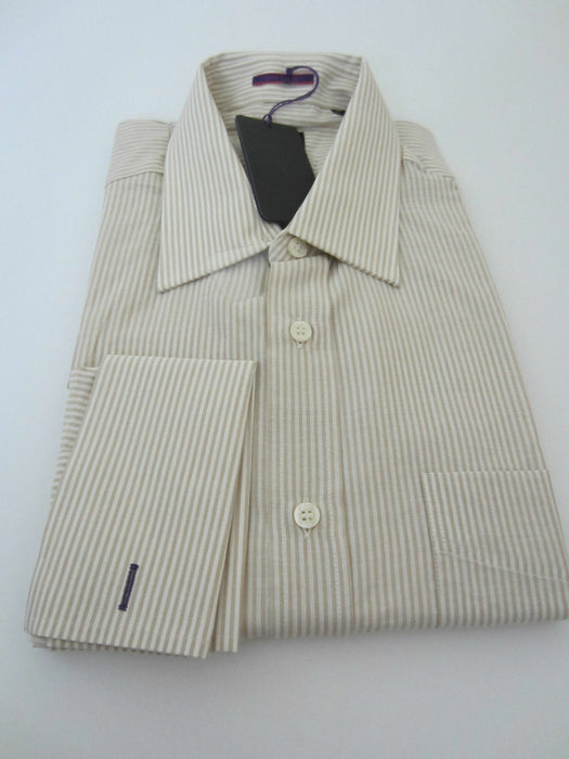 Paul Smith Shirt LONDON Beige stripe LS Shirt  Size 16.5 / 42 p2p 22.5" RRP £250