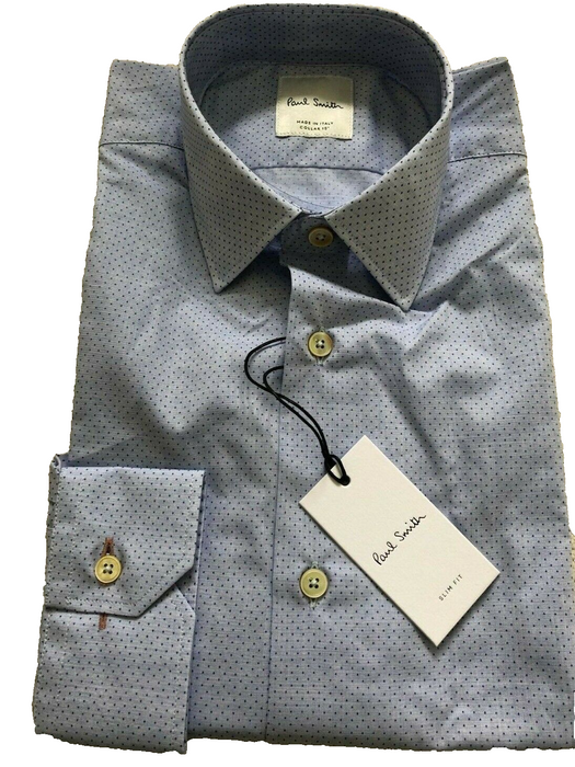 Paul Smith  Shirt Long Sleeve Formal TAILORED fit  Blue dot design  RRP £185