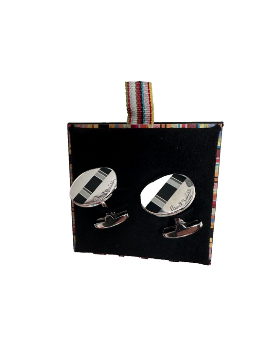 Paul Smith Cufflinks BLACK SLANT STRIPE Cufflinks