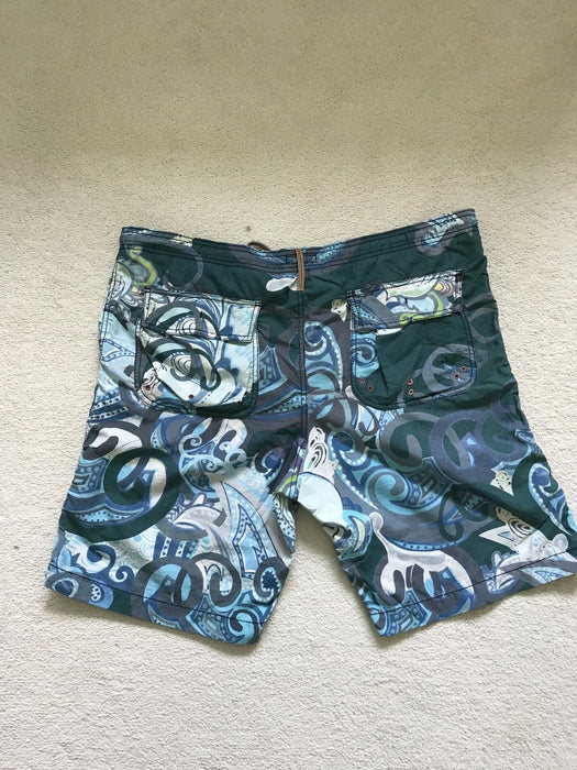 PAUL SMITH MAINLINE Swim Shorts Abstract Patterns Blue Size L