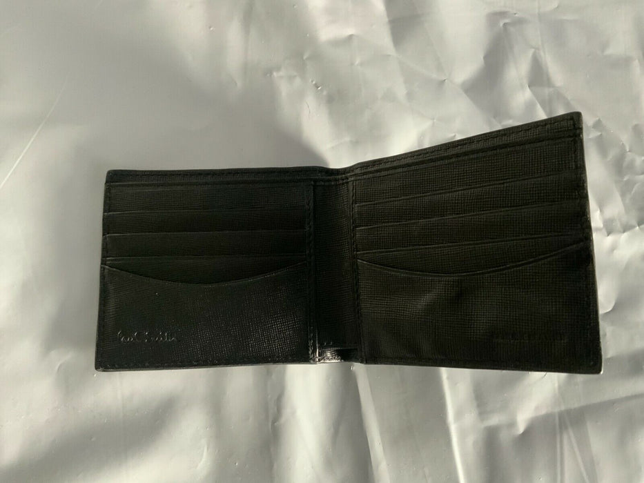 Paul Smith Wallet  Black Leather 8 Credit Card Billfold