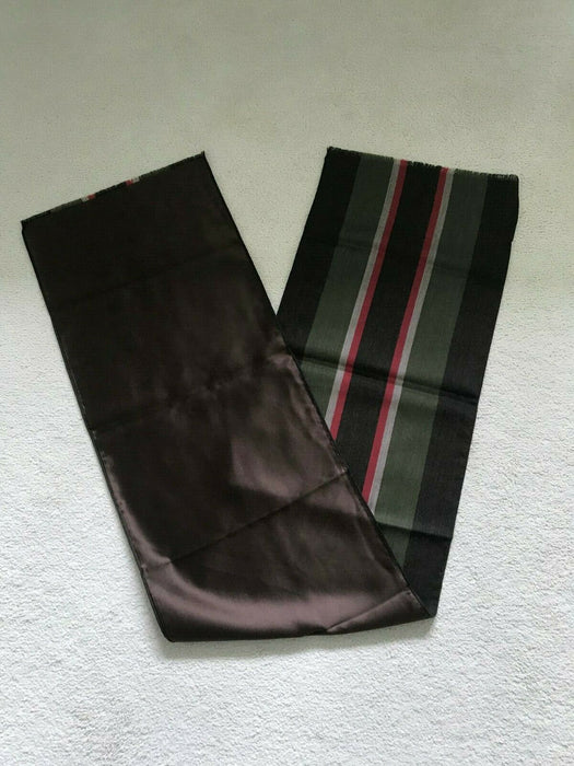 Paul Smith  Stripe Scarf Green Black Red Grey MAINLINE 135 x 30 cm