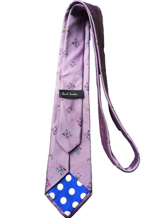 PAUL SMITH Silk TIE Floral Pattern with polka lining  9cm