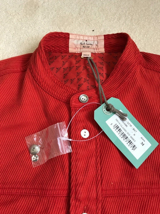 Paul Smith Shirt RED EAR Grandad Collar Red Long Sleeve Shirt