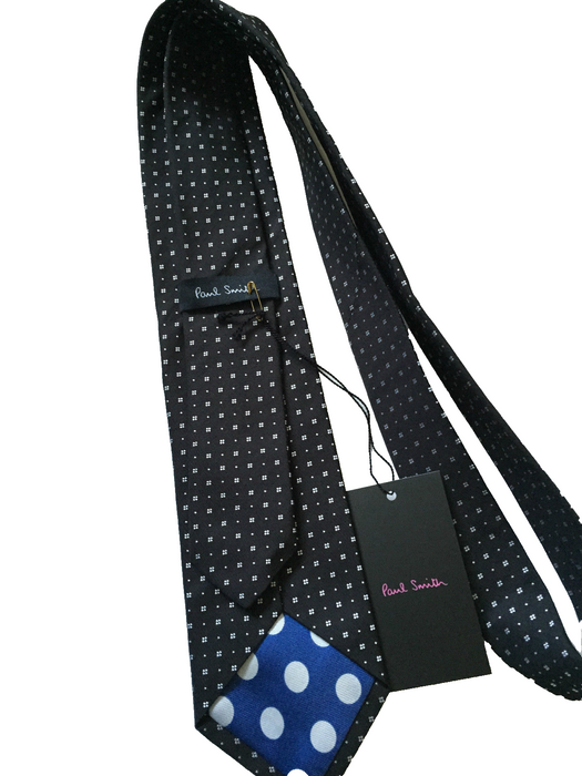 PAUL SMITH Silk TIE Black with pattern Polka Lining 8cm