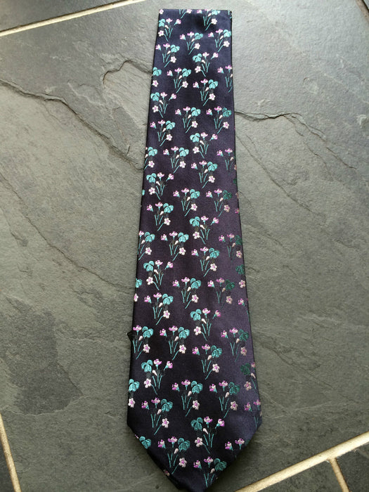 PAUL SMITH Silk TIE Dark Purple with floral detail 9cm width