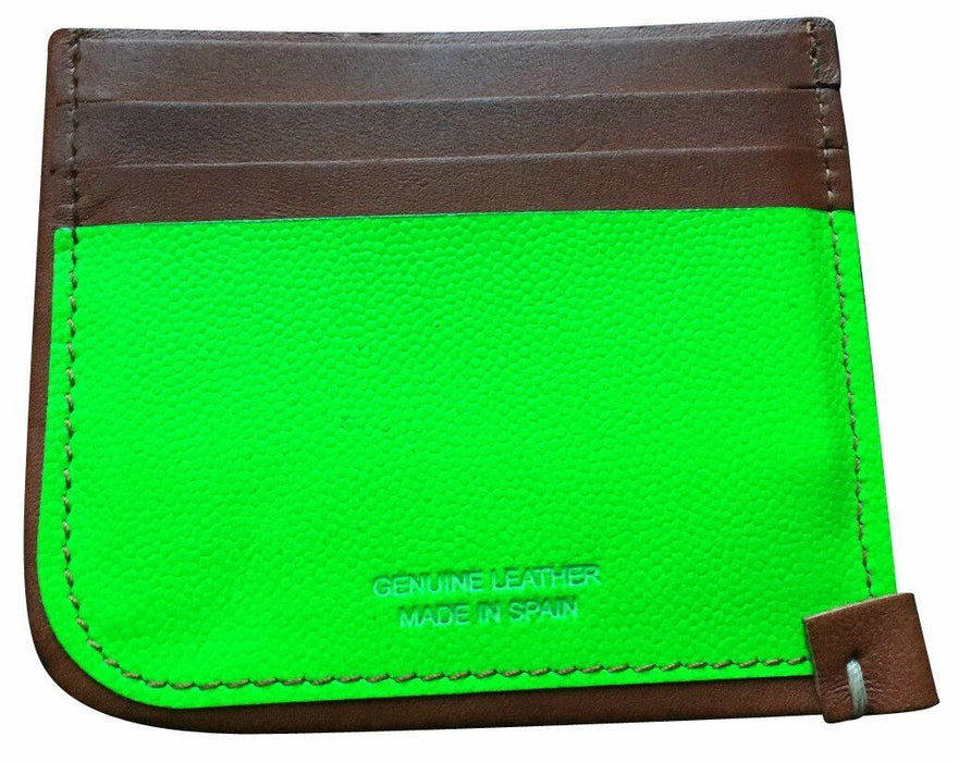 PAUL SMITH card holder TAN with NEON GREEN PREMIUM SPANISH LEATHER Card Holder