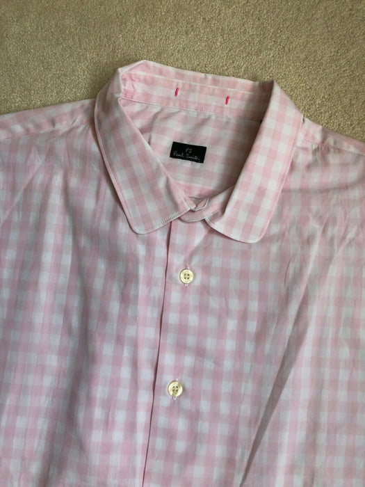 Paul Smith Shirt PS LS Casual Single cuff Butterfly collar Pink Check