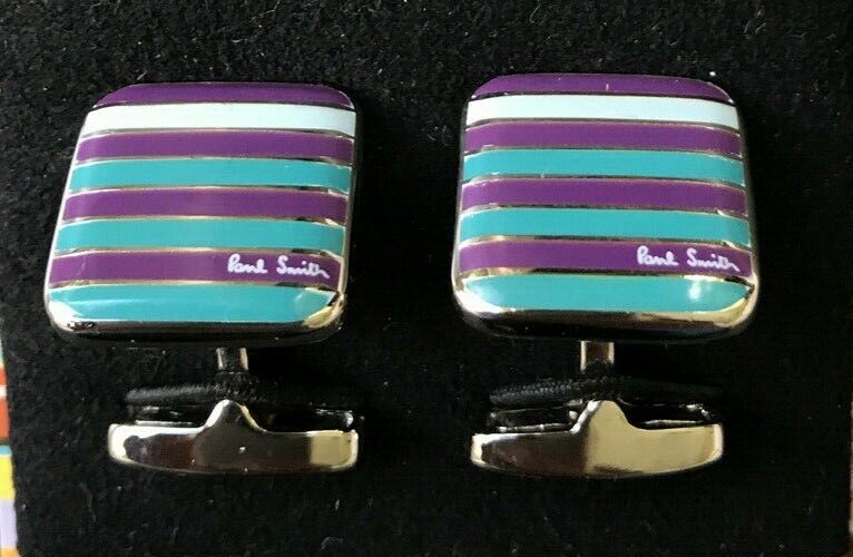 Paul Smith Cufflinks purple blue horizontal stripe  cufflinks