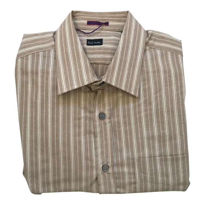 Paul Smith Formal LS Classic Brown Stripe Shirt  - Size 16.5 / 42  - p2p 22.5"