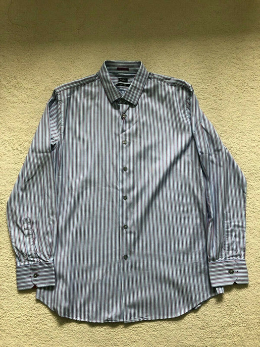 Paul Smith Shirt LONDON LS stripe SLIM fit contrast cuff 17 / 43  p2p 22.5"