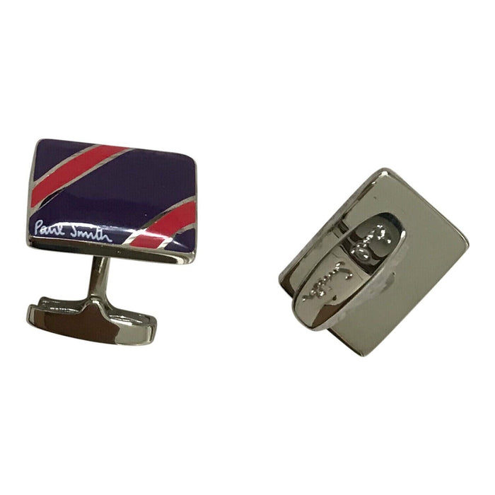 Paul Smith Cufflinks Dark Purple with Red diagonal Stripe