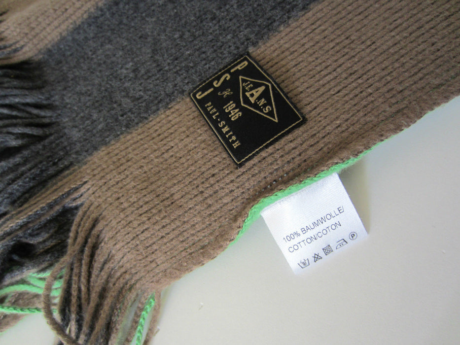 Paul Smith Scarf  Jeans Grey  Brown Striped scarf 100% Cotton