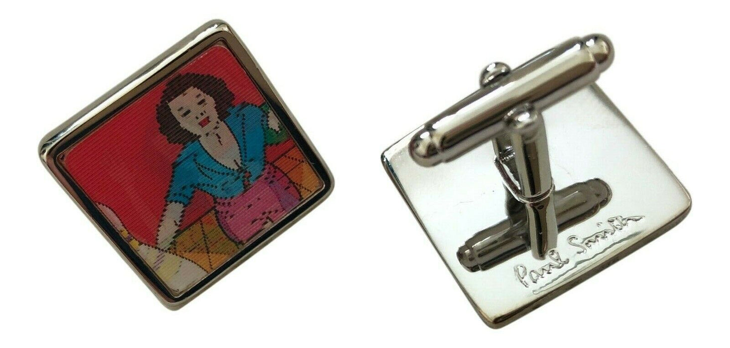 Paul Smith Cufflinks VINTAGE NAKED LADY  "Crop Top" White Palladium LENTICULAR