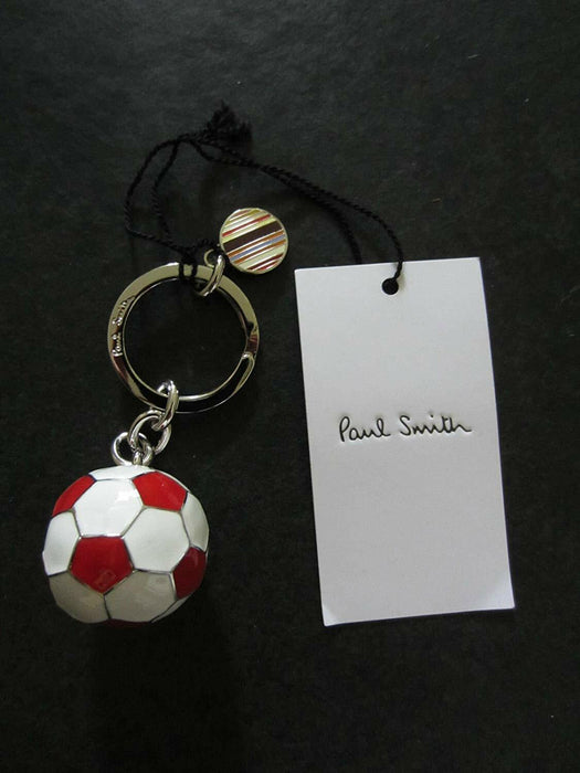 Paul Smith Key ring  Designer 3D METAL FOOTBALL Keyring RED  WHITE