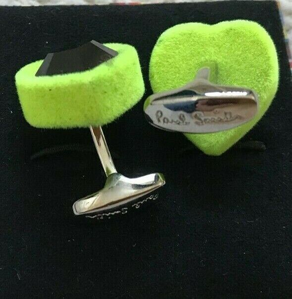 Paul Smith Cufflinks  Green Velvet HEART with centre Stone