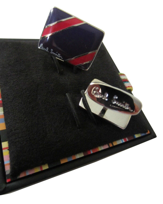 Paul Smith Cufflinks Dark Purple with Red diagonal Stripe