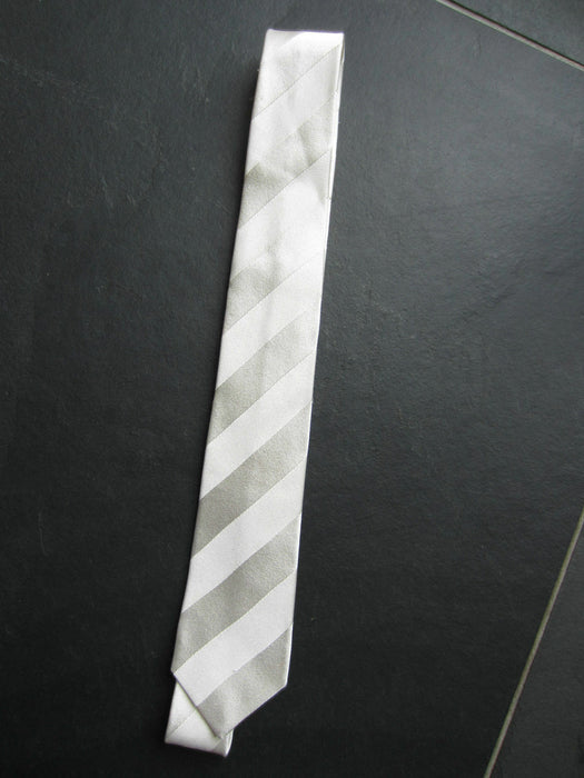 Paul Smith  Silk Tie 6cm Ivory & Grey Narrow Tie 100% Silk Made in Italy