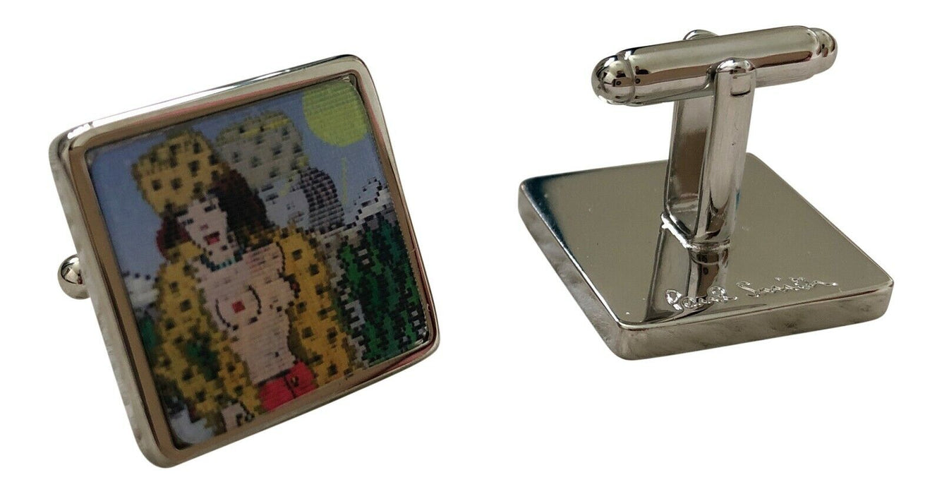 Paul Smith Cufflinks  "NAKED LADY LEOPARD " White Palladium RETRO LENTICULAR