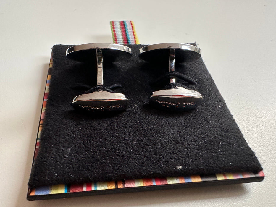 Paul Smith Silver Cufflinks Blue slant stripe Cufflinks