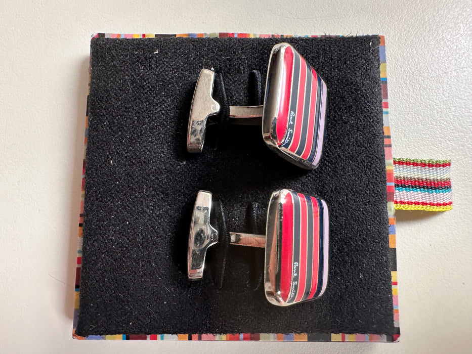 Paul Smith Cufflinks Red  blue pink horizontal stripe Cufflinks