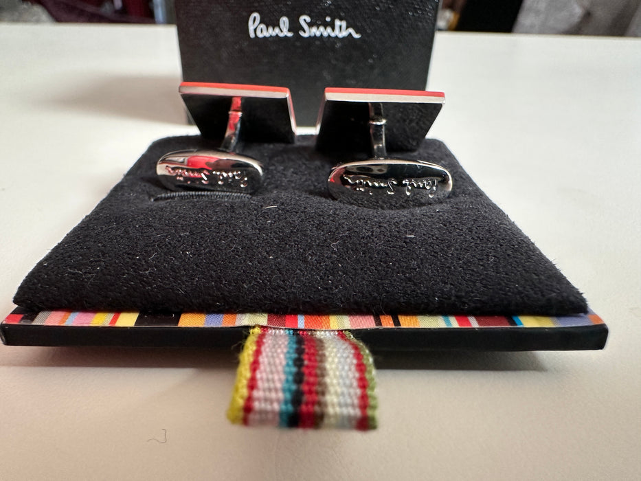 Paul Smith Cufflinks Oblong Mirror Face Orange ceramic edging