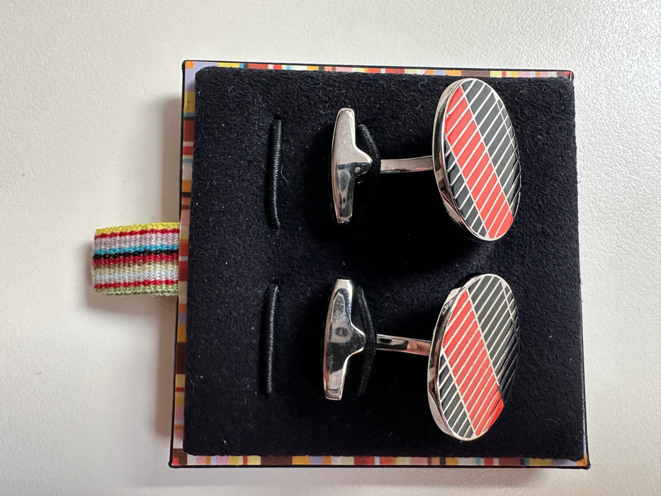 Red Blue Cufflinks Stripe Patterned cufflinks Paul Smith