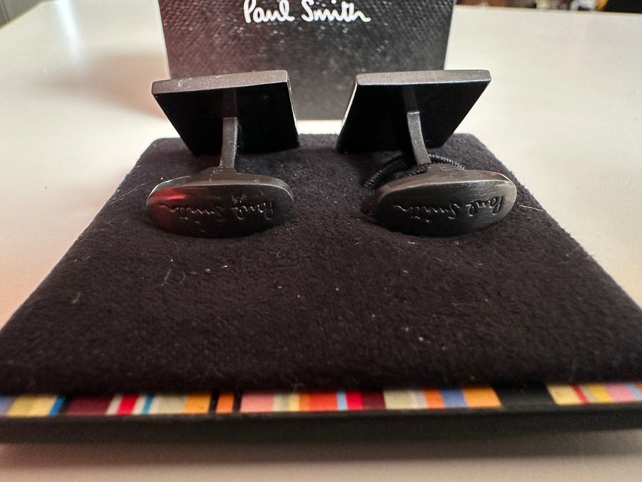 Paul Smith Cufflinks "LOVE" in white lettering on black background Cufflinks