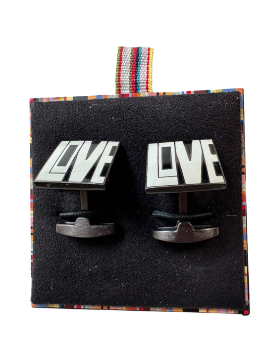 Paul Smith Cufflinks "LOVE" in white lettering on black background Cufflinks