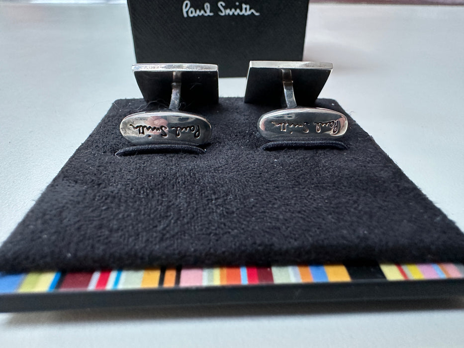 Paul Smith Cufflinks Hallmarked Sterling Silver Multi Stripe Edge