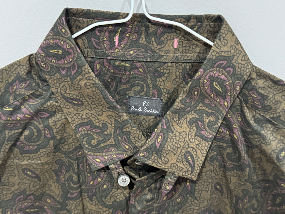 Paul Smith PS Long Sleeve Shirt | Brown Paisley | Size M | RARE