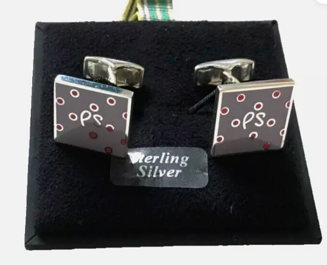 Paul Smith Square Cufflinks | Light Purple with Red Dots | Sterling Silver ✨