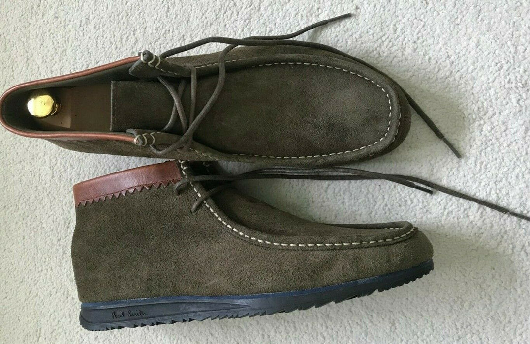 Paul Smith Boots “PSJ”  Leather & Suede Ankle Boots  Olive  Mens  size 8/42