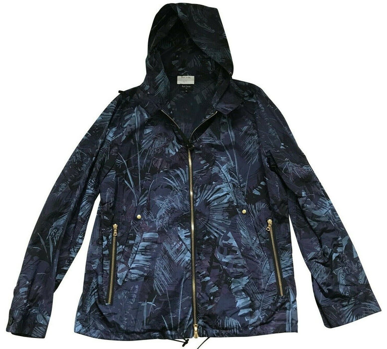 Paul Smith Hooded Coat Indigo 'Acid Jungle' Print Buggy Lined Parka Size S