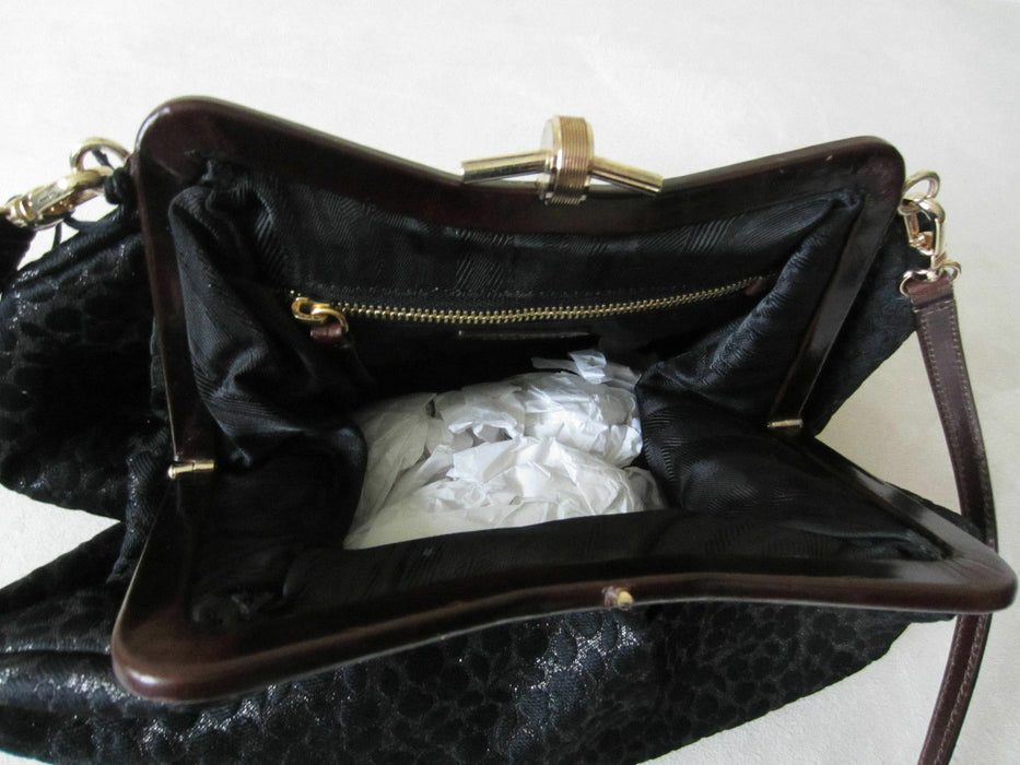 Paul Smith Black Textured Pattern Shoulder Bag Elegant Vintage Design Puffy Bag