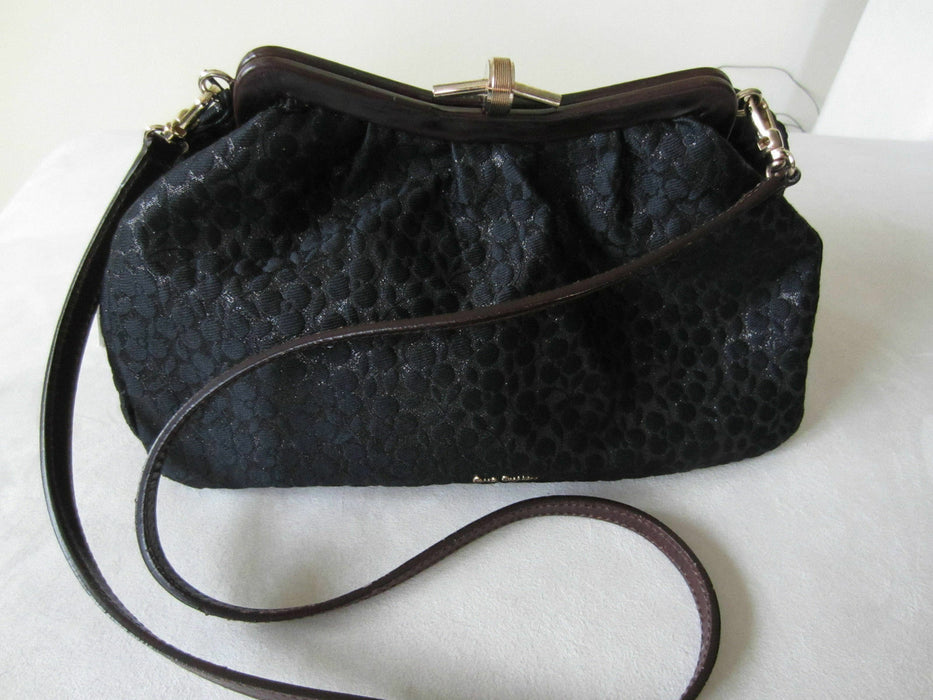 Paul Smith Black Textured Pattern Shoulder Bag Elegant Vintage Design Puffy Bag